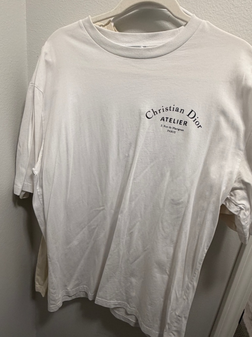 Dior White Crewneck T-Shirt with Black Christian Dior Atelier Print